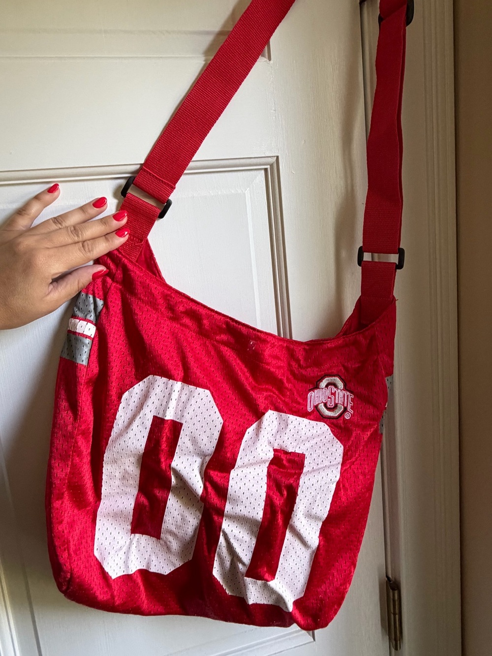 Ohio State Red Crossbody Tote Bag with Adjustable Strap